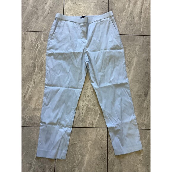 Theory Pants Womens 10 Treeca Pull On Good Crunch Linen Blend Trousers - Picture 1 of 6